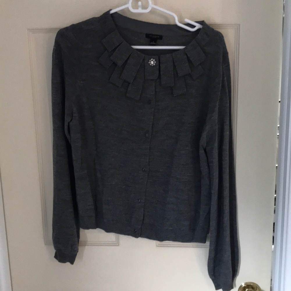 Ann Taylor gray jeweled cardigan